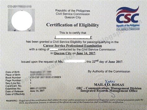 verification of civil service eligibility|Eligibility certificate for Career Service Exam passers now available.